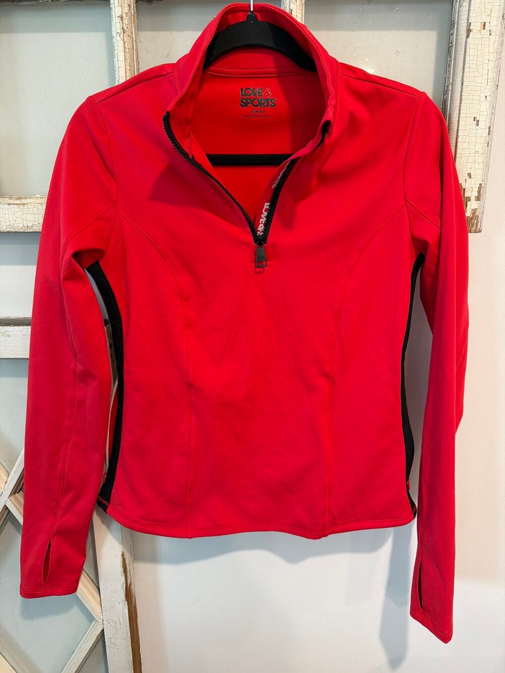 Love & Sports wome s size small red 1/4 zip pullover